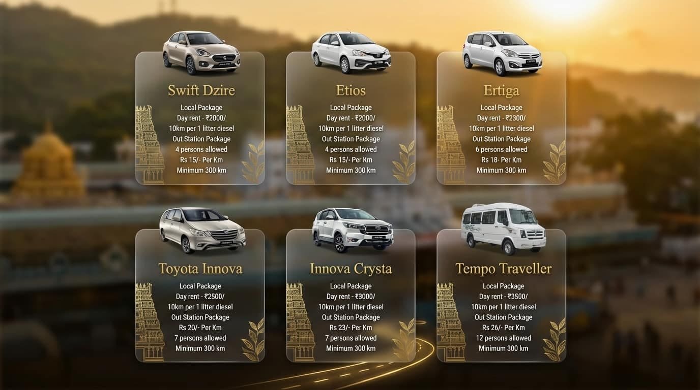 Luxury vehicle fleet pricing banner for Cab In Tirupati | Cab in Tirupati, Tirupati cabs, Tirupati taxi service